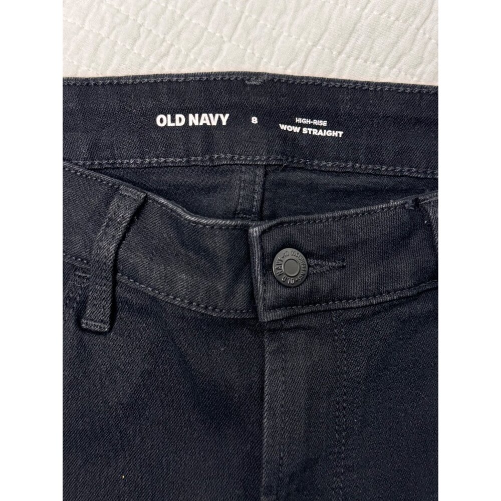 NWOT Old Navy High Rise Wow Straight Leg Black Casual Womens Jeans SZ 8 - Picture 4 of 7